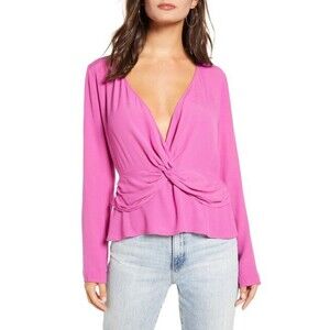 Leith Women's Knot Peplum Top In Purple Orchid Size XXS